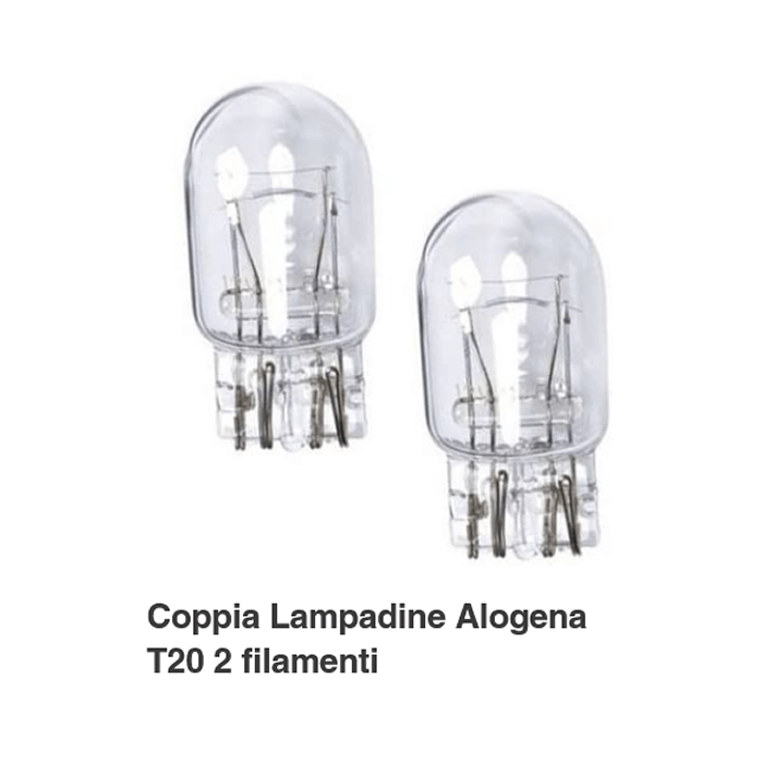 Coppia Lampadine Alogena T20 2 filamenti